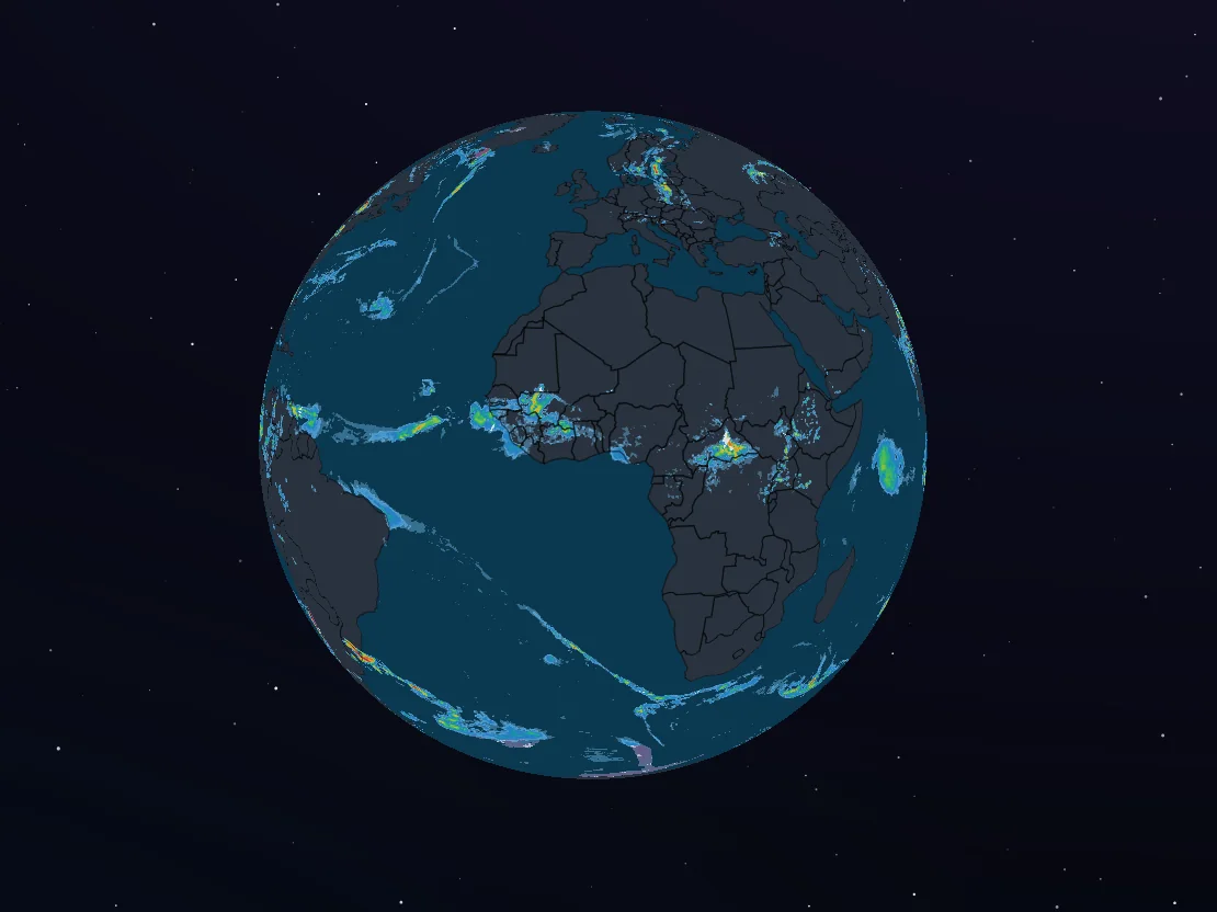 meteo365.es globe — worldwide weather map in real time