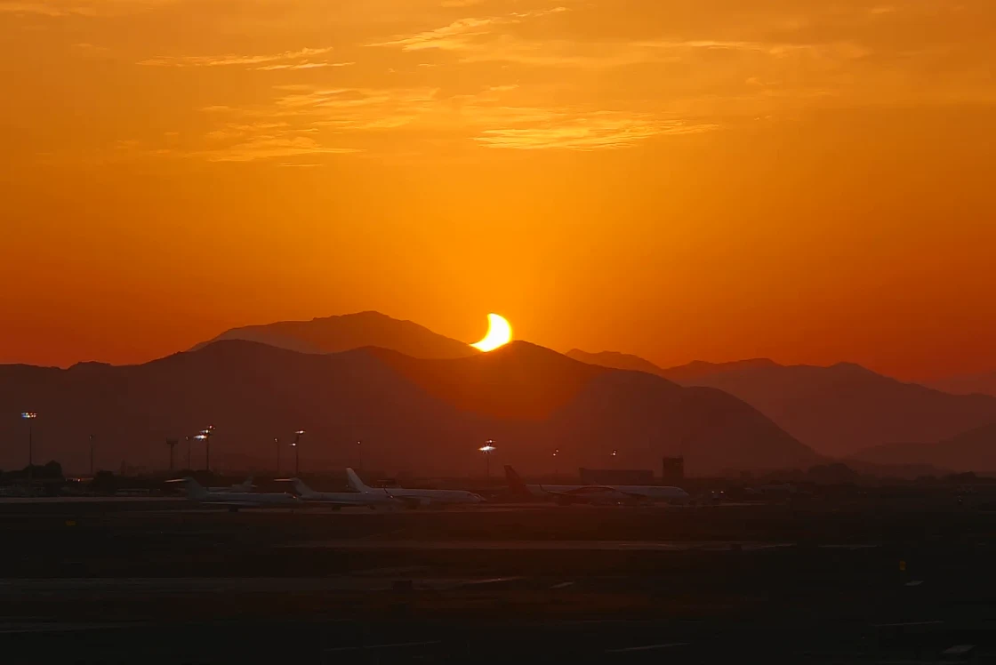 Partial solar eclipse over Málaga airport, captured by our webcam