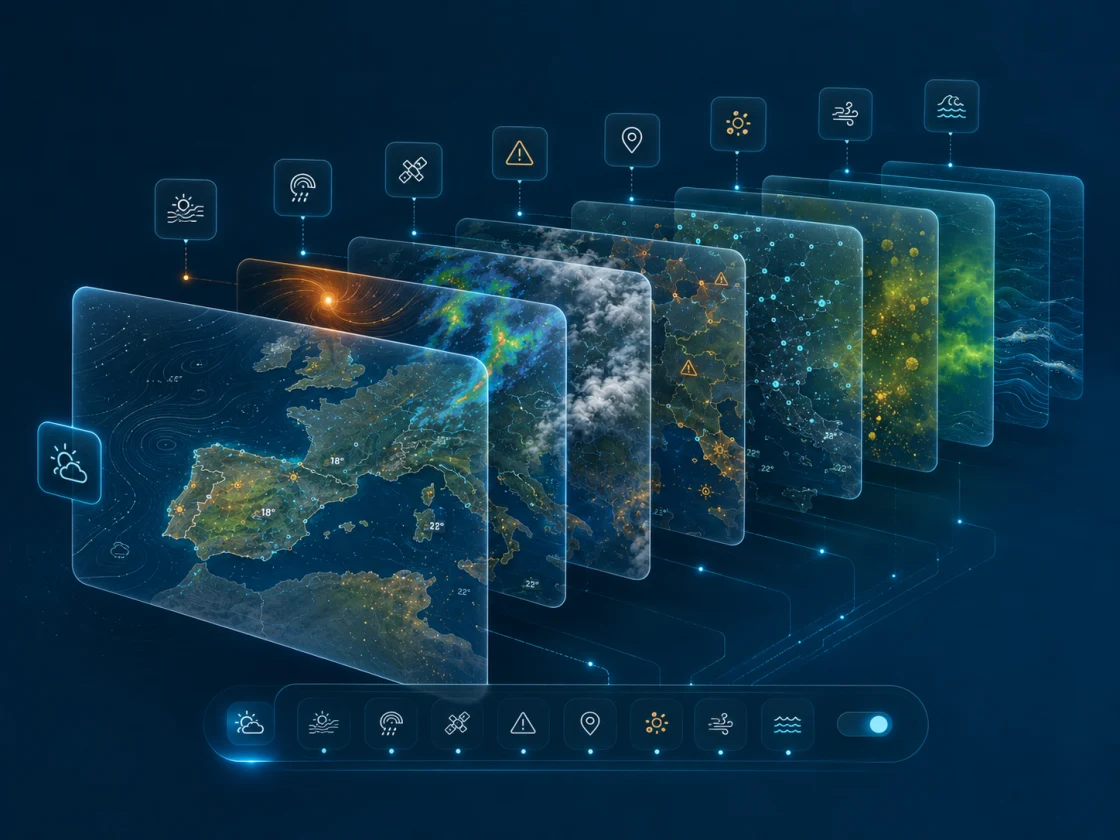 Overview of different layers on a map