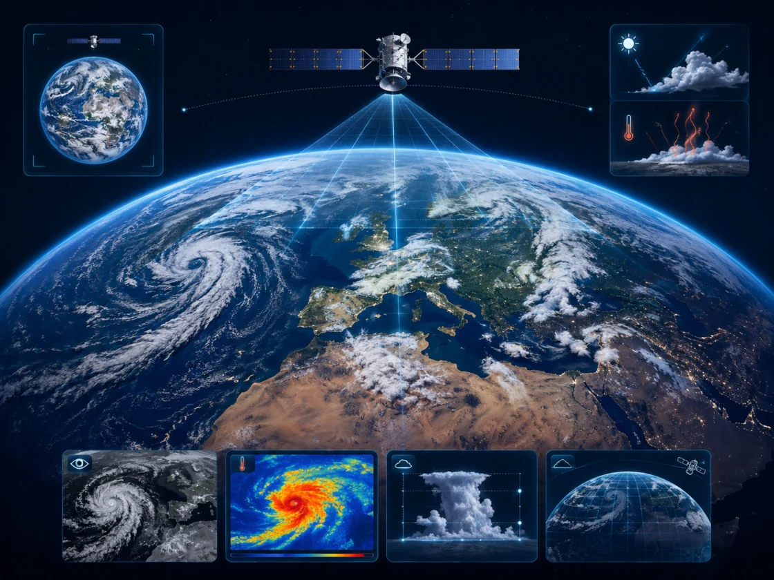 Schematic: satellite looking at cloud tops
