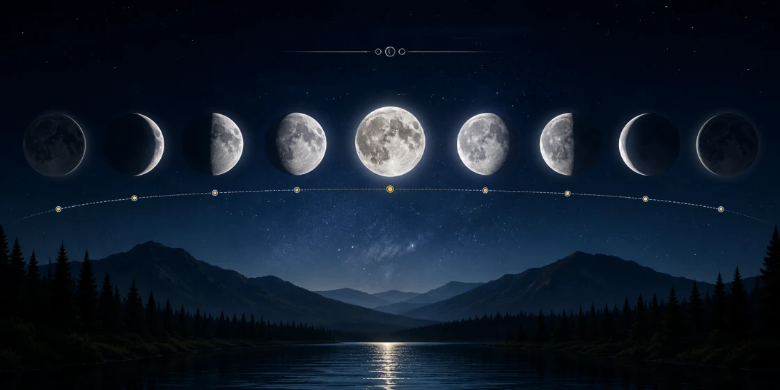 Mondphasen von Neumond bis Vollmond
