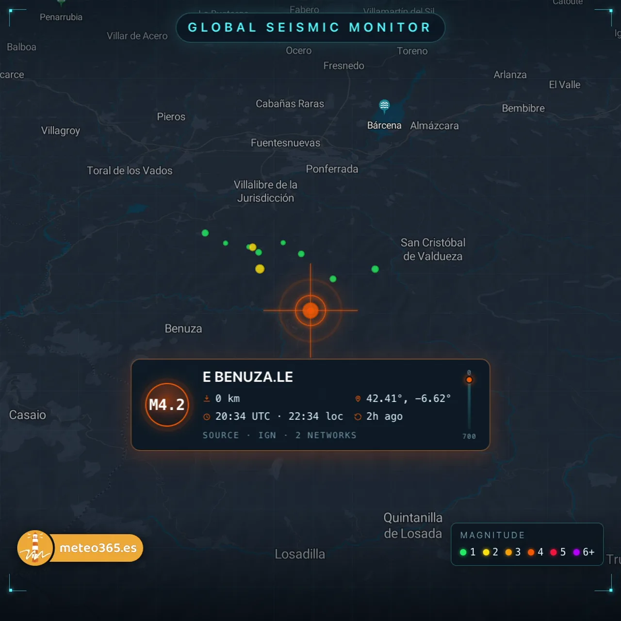 Magnitude 4.2 earthquake in El Bierzo (León)