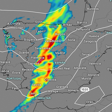 Eine Regenfront überquert Portugal & Spanien