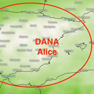 DANA Alice provoca avisos meteorológicos severos