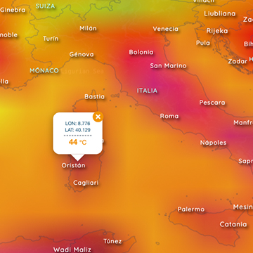 Heat wave in Sardinia & Sicily with > 40 °C