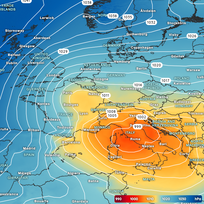  Genoa low pressure area takes command