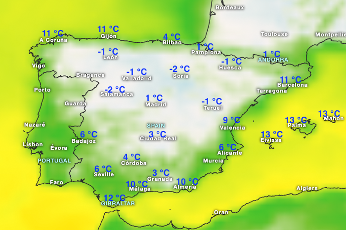 Las temperaturas en el cambio de año