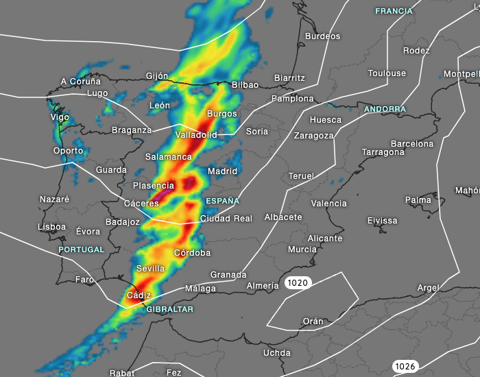Un frente trae lluvias a Portugal y España