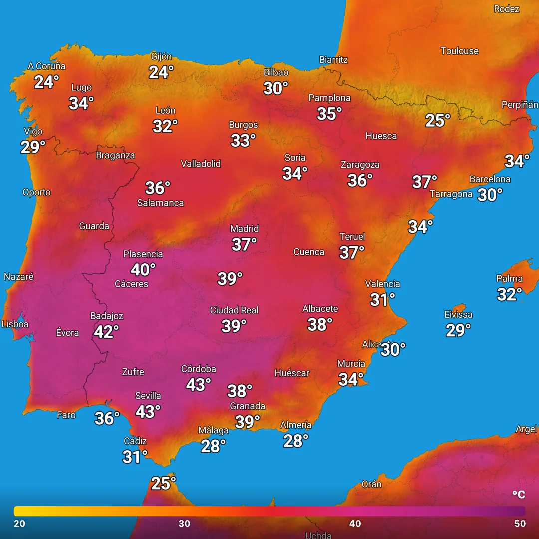 España: hasta 43 °C al empezar el otoño