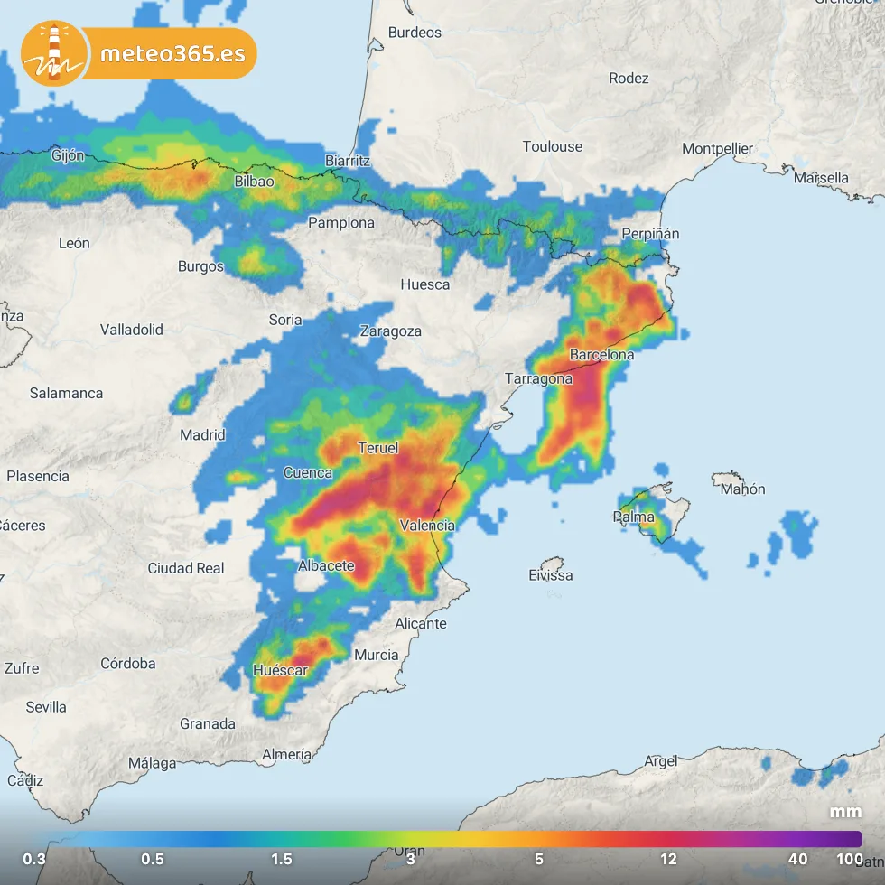 Karte der vorhergesagten Regenmengen in Spanien für Mittwoch, den 16. September 2026