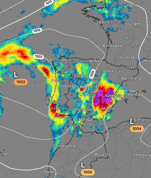 Low-pressure system approaching the Iberian Peninsula