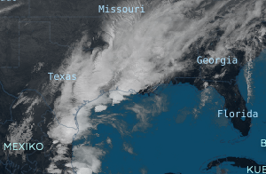 Gewitter mit lokal schweren Regenfällen zieht aktuell über Texas und Luisiana