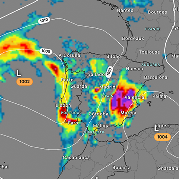 Low-pressure system approaching the Iberian Peninsula