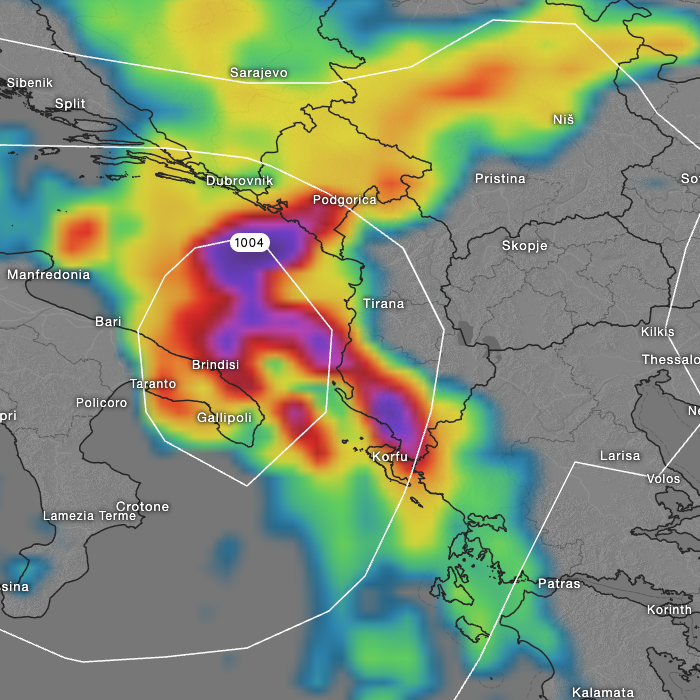 Severe weather forecast for Corfu