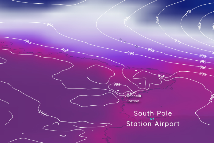-53 °C / -61,6 °F am South Pole Station Airport am Südpol gemessen